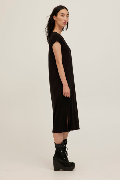 Alina Washed Midi Dress - Black