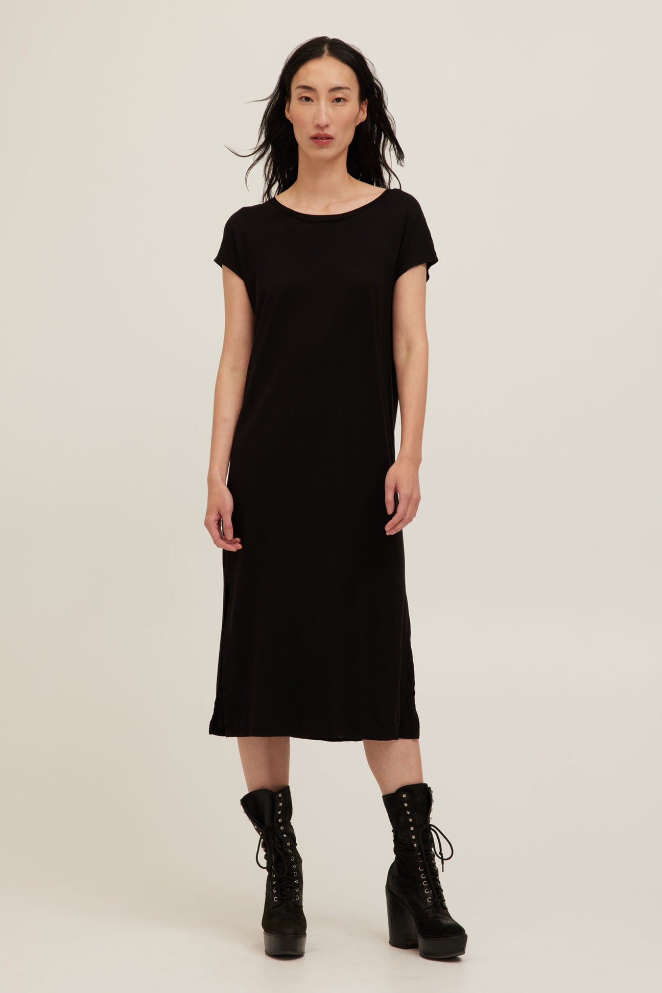 Alina Washed Midi Dress - Black