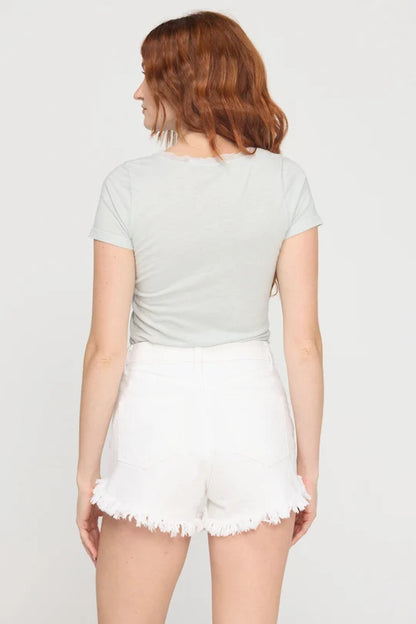 Ronny Mesh Trim Scoop Neck Tee - Moonstone