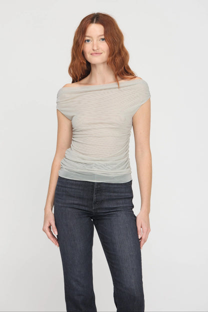 Crete Layered Merrow Edge Mesh Tee - Moonstone