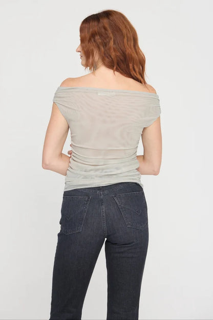 Crete Layered Merrow Edge Mesh Tee - Moonstone