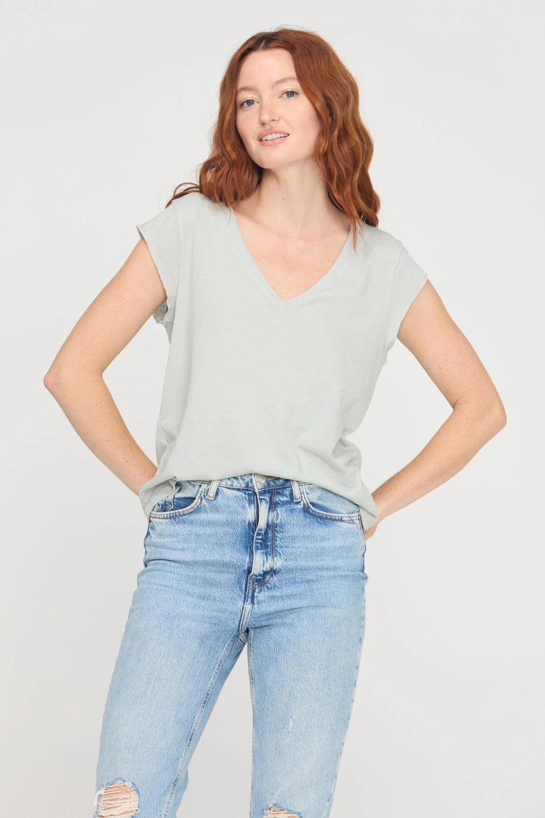 Canyon V-Neck Tee - Moonstone