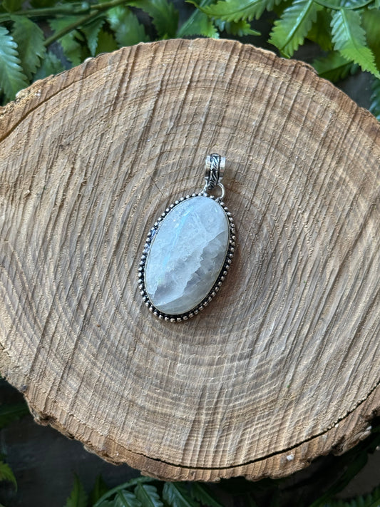 Oval Rainbow Moonstone Pendant