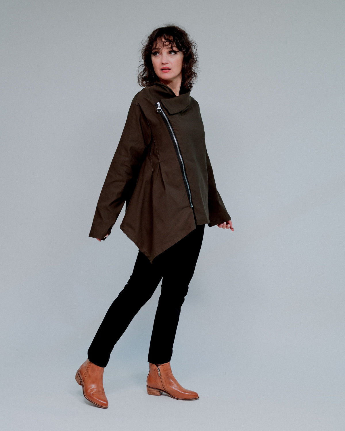 Overlapping Zip Front Top