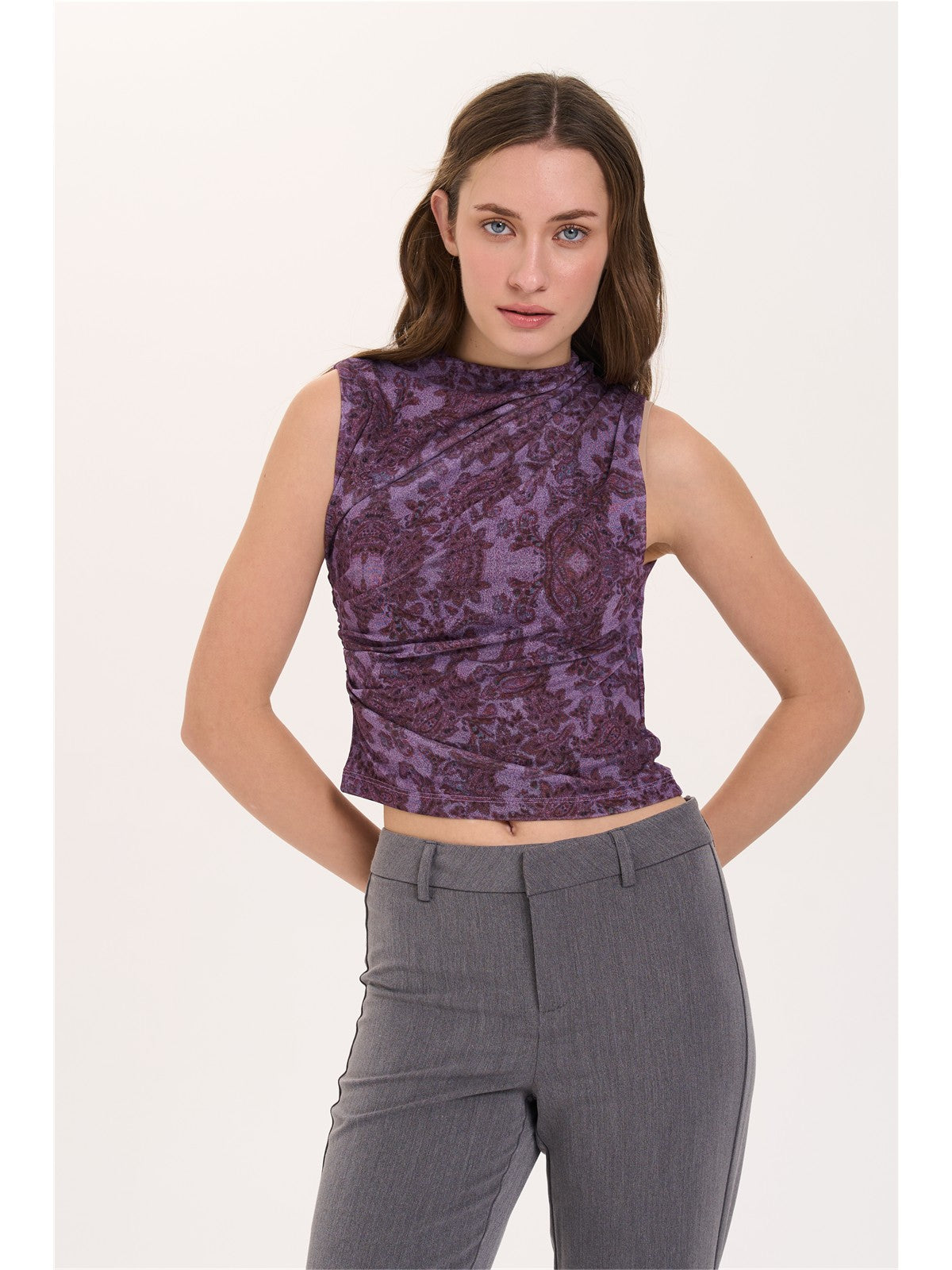 Lace Print Sleeveless Top