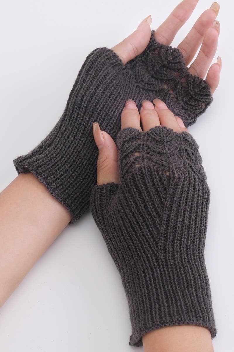 Knit Hand Warmers - Dark Gray O/S