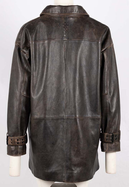 Teona Vintage Leather Jacket - Black