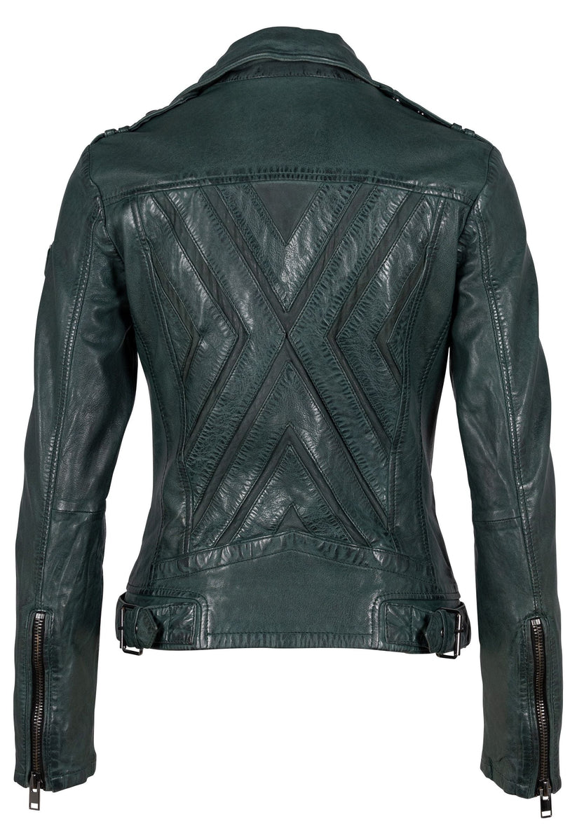 Kyra RF Leather Jacket - Dark Green