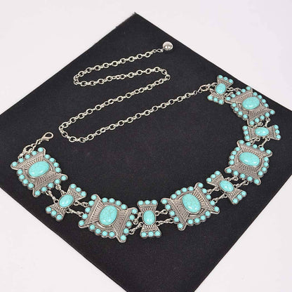 Turquoise Multi Metal Chain Belt  - ATS