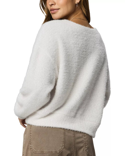 Fallon Fuzzy Crewneck Sweater - White