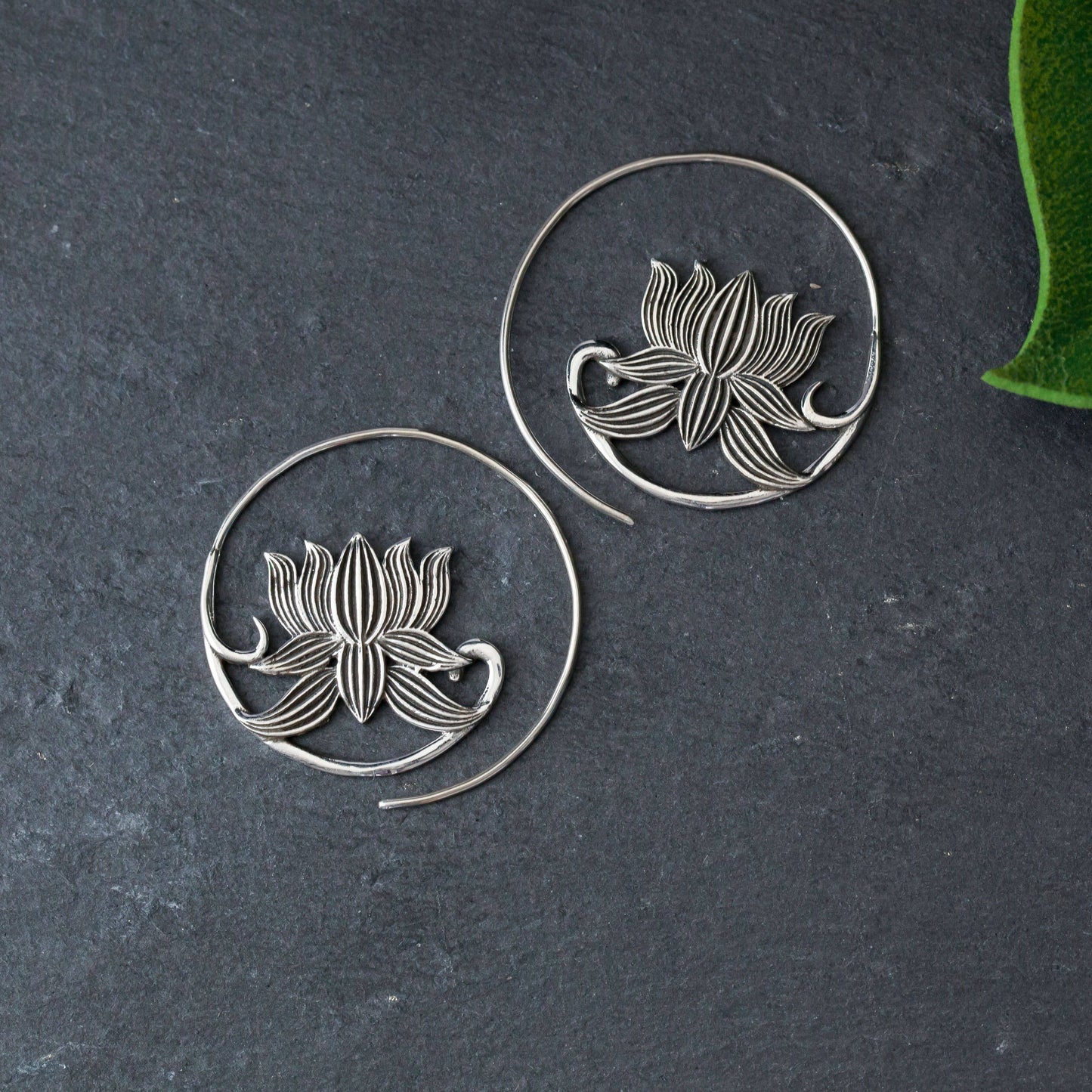 Sterling Silver Lotus Spiral Earring