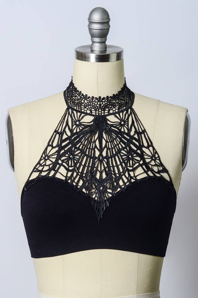 High Neck Lace Bralette – Multiple Colors
