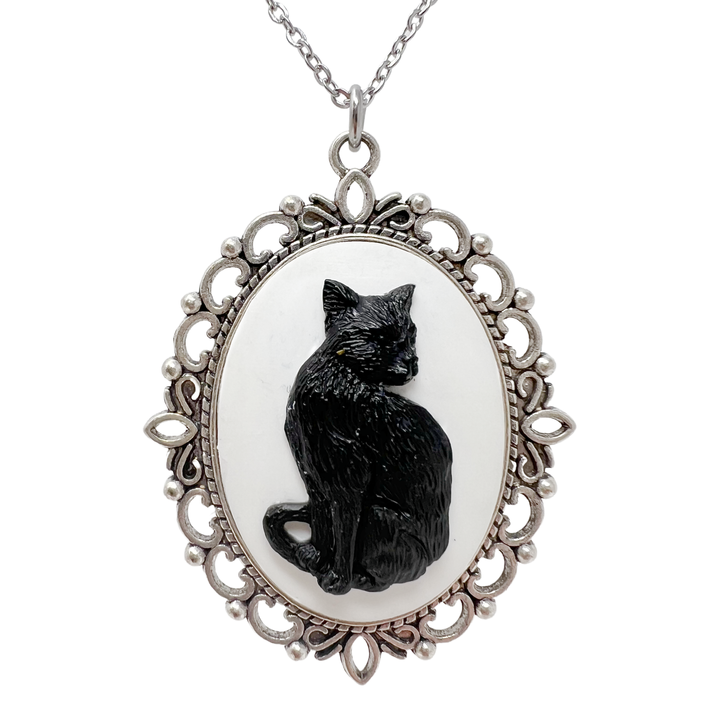Black Cat Necklace - Silver