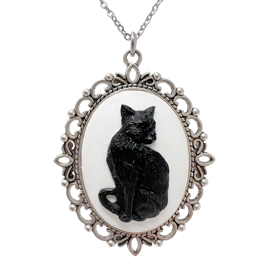 Black Cat Necklace - Silver