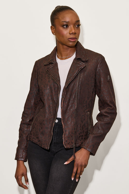 Women's Meeow RF Leather Jacket - Brown