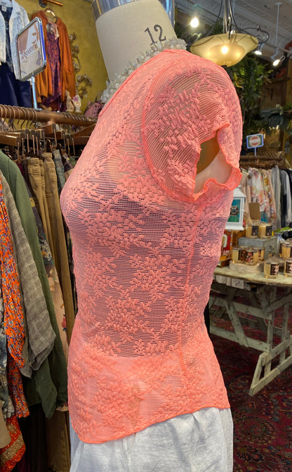 Ready To Go Lace Tee - Flamingo Pink