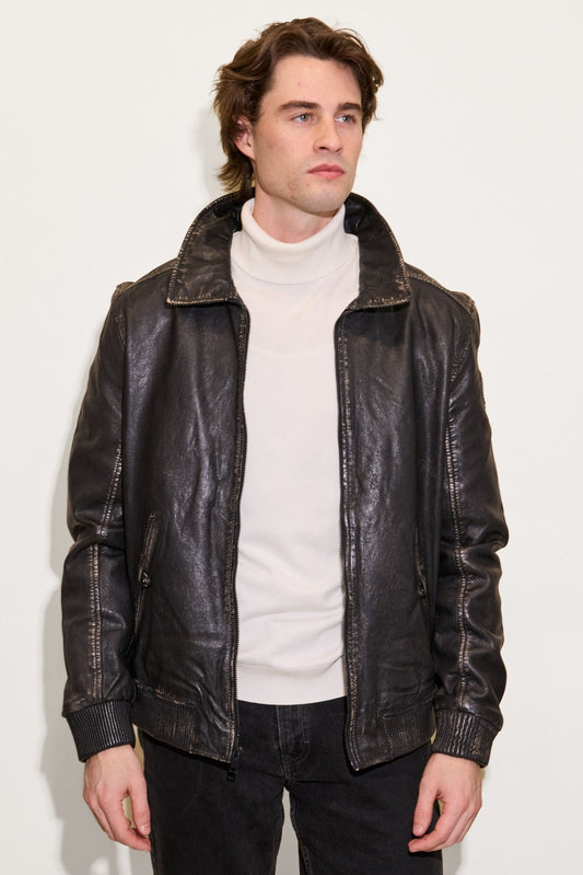 Men's Jason UF Leather Jacket - Vintage Black
