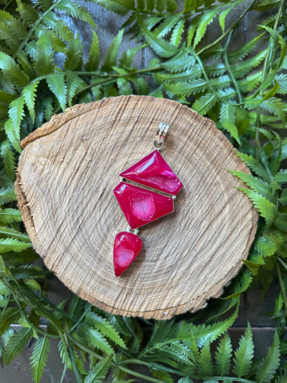 Triple Fuchsia Druzy Pendant