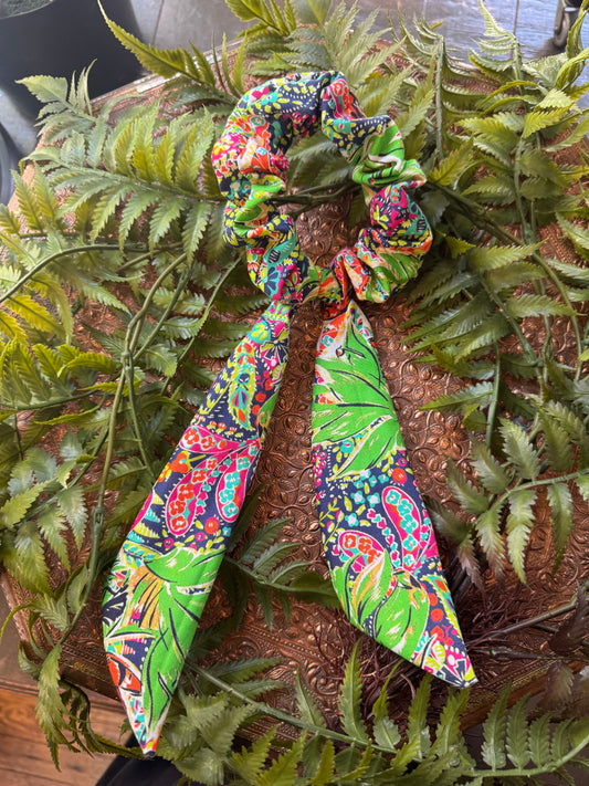 Tiger / Lime Green Scrunchie Scarf #SS12*
