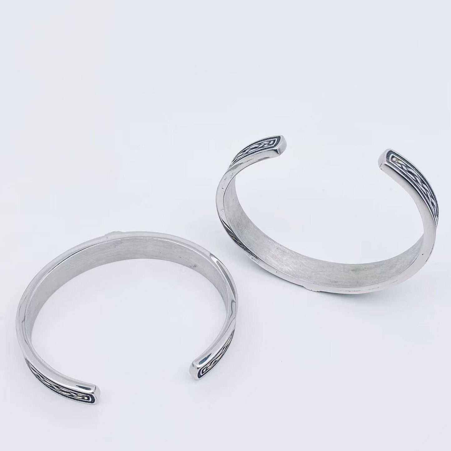 Stainless Steel Viking Rune Thor Hammer Cuff Bangle - MJ/BC - Golden