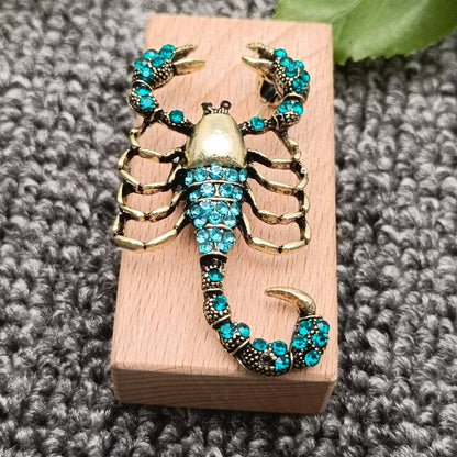 Blue Cubic Zirconia Scorpion Brooch