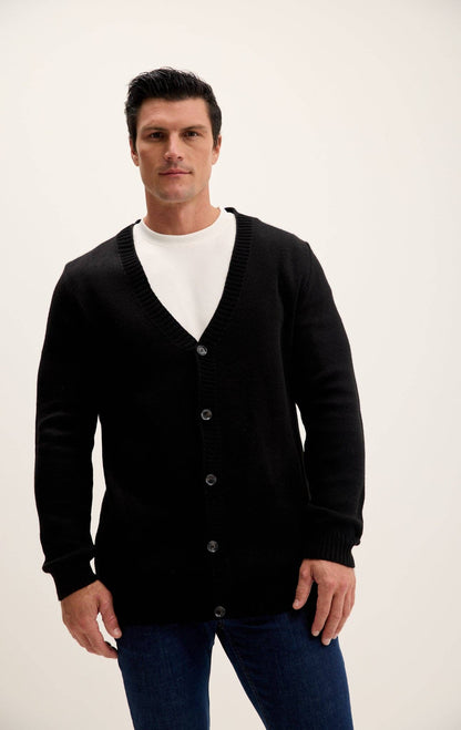 Men's Soft Button Down Cardigan - Black