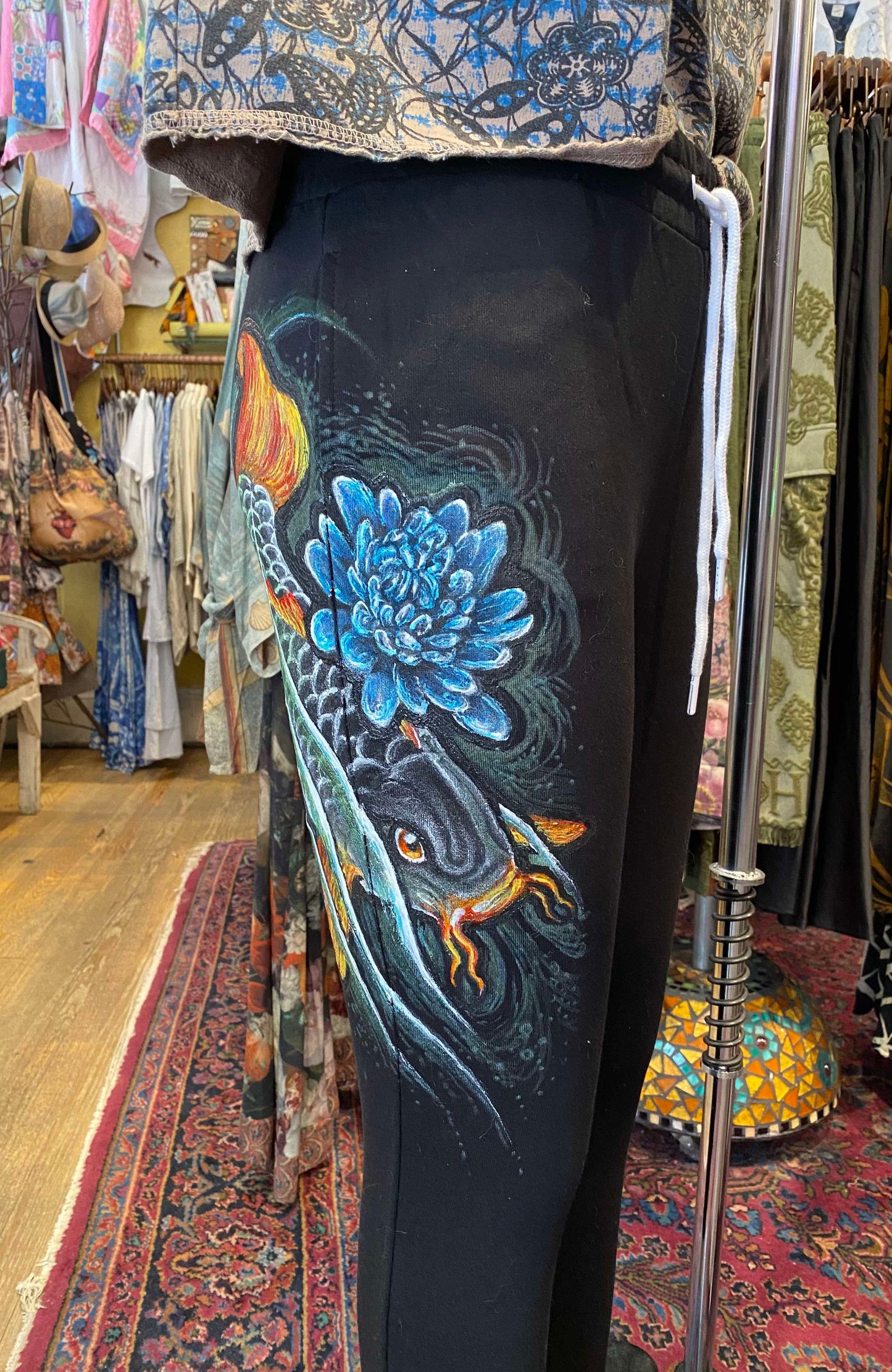 Koi Fish Black Zenana Sweatpants- Thom Little*