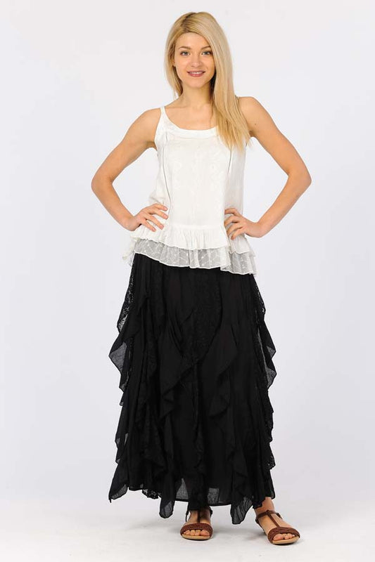 Black Lace Ruffle Skirt