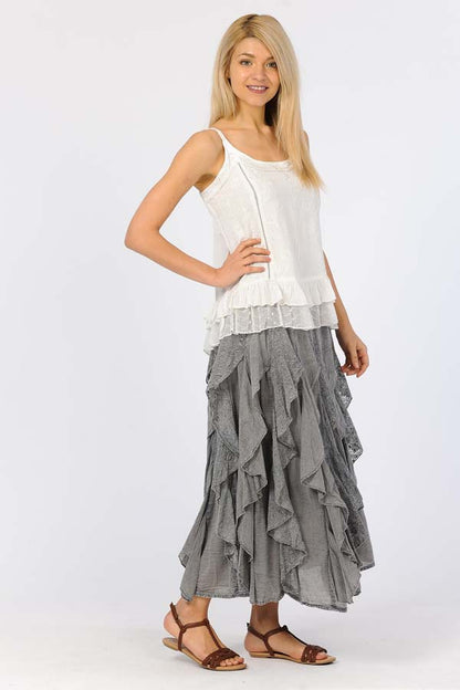 Grey Lace Ruffle Skirt