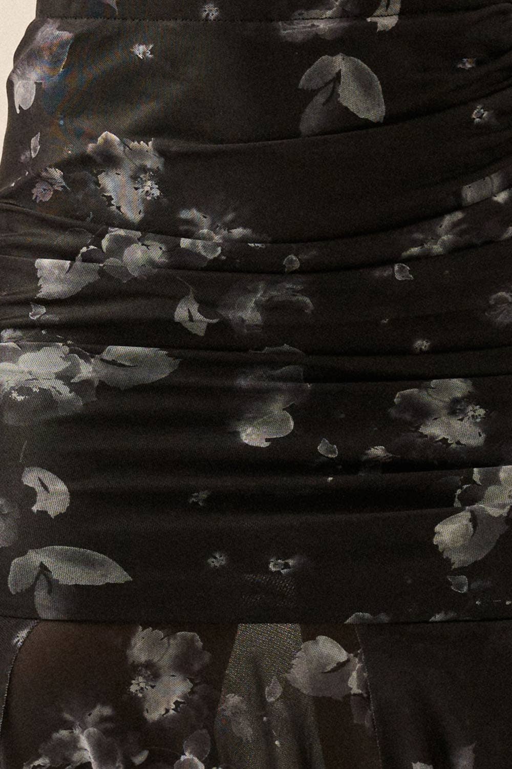 Floral Knit Tiered Asymmetrical Midi Skirt - Black