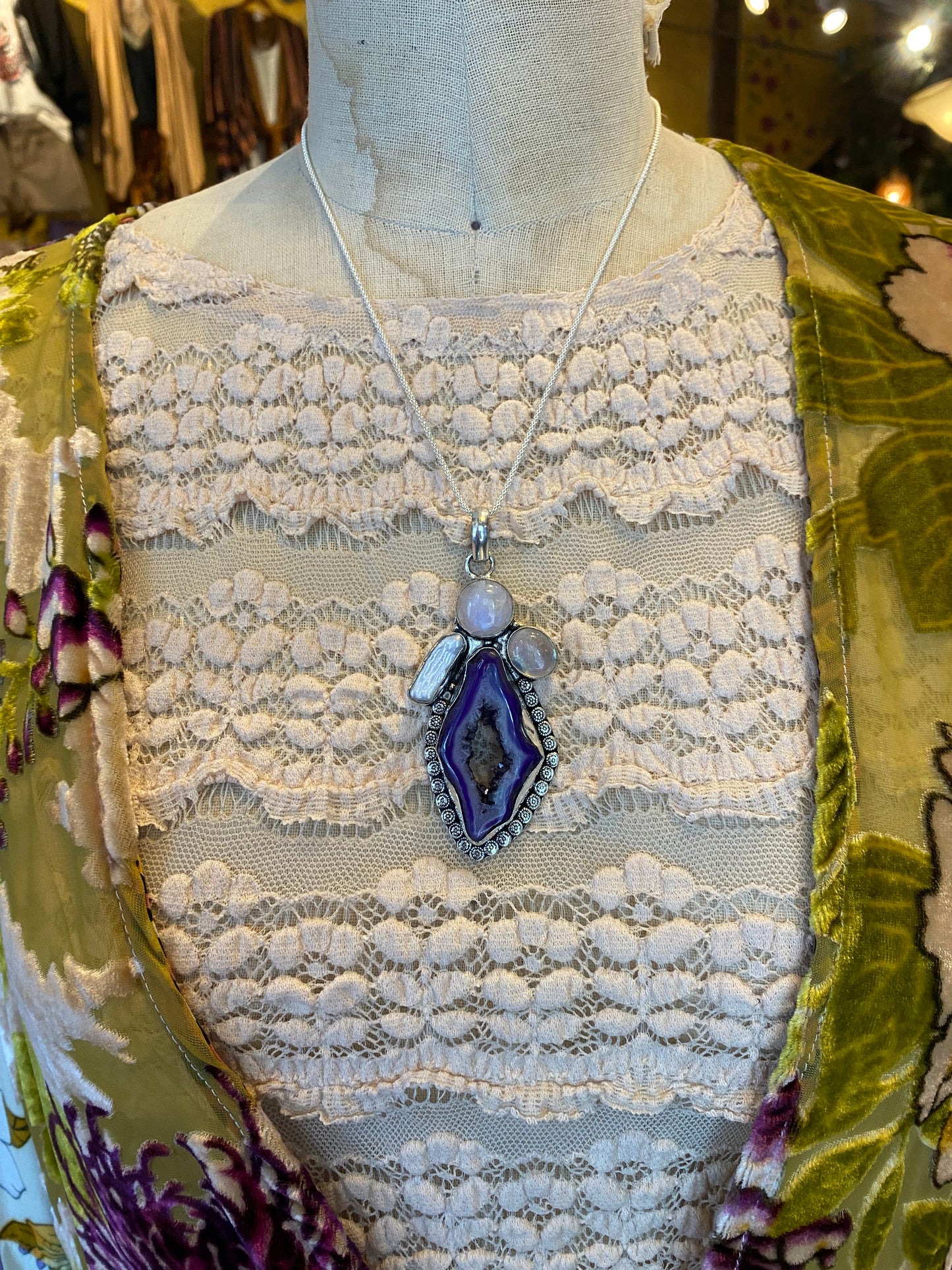 Dyed Amethyst Pearl Moonstone Pendant
