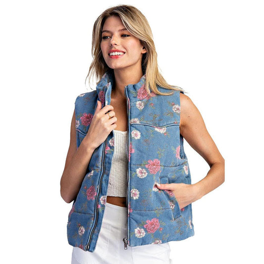 Floral Zip Up Vest