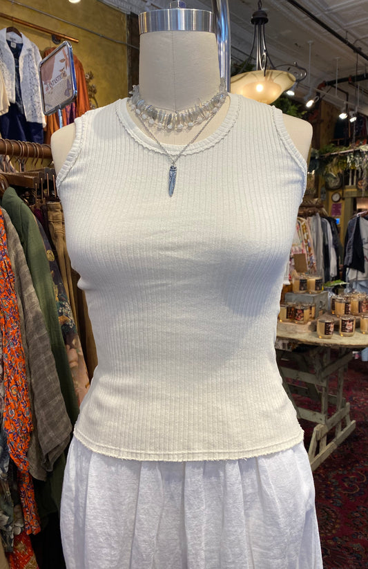 Fitted Ribbed Tank Top - Ivory