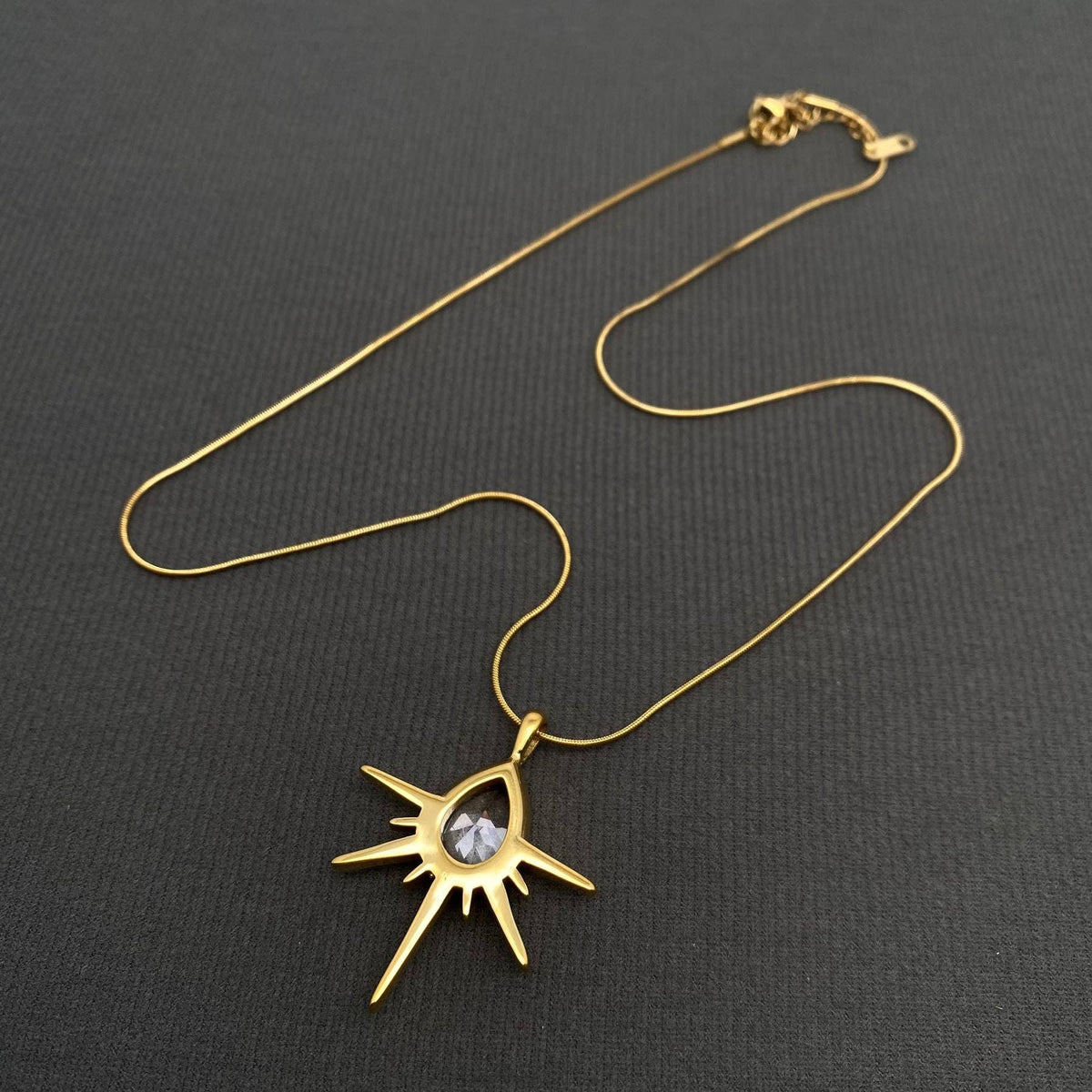 Sparkling Zircon Charm 18K Gold Plated S.Steel Necklace -FGS