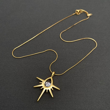 Sparkling Zircon Charm 18K Gold Plated S.Steel Necklace -FGS