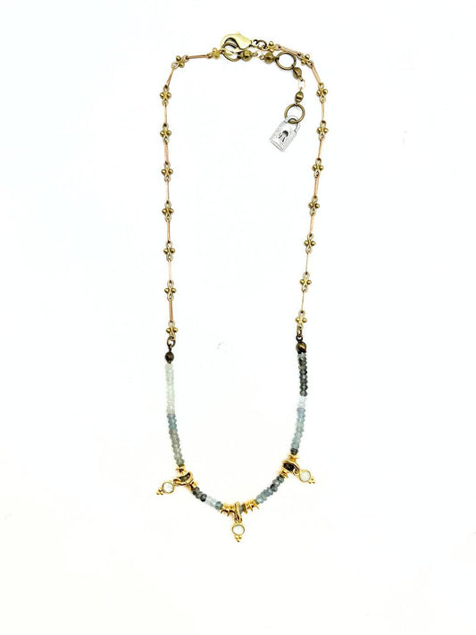 Beaded Necklace with Vermeil Pendant Dangles