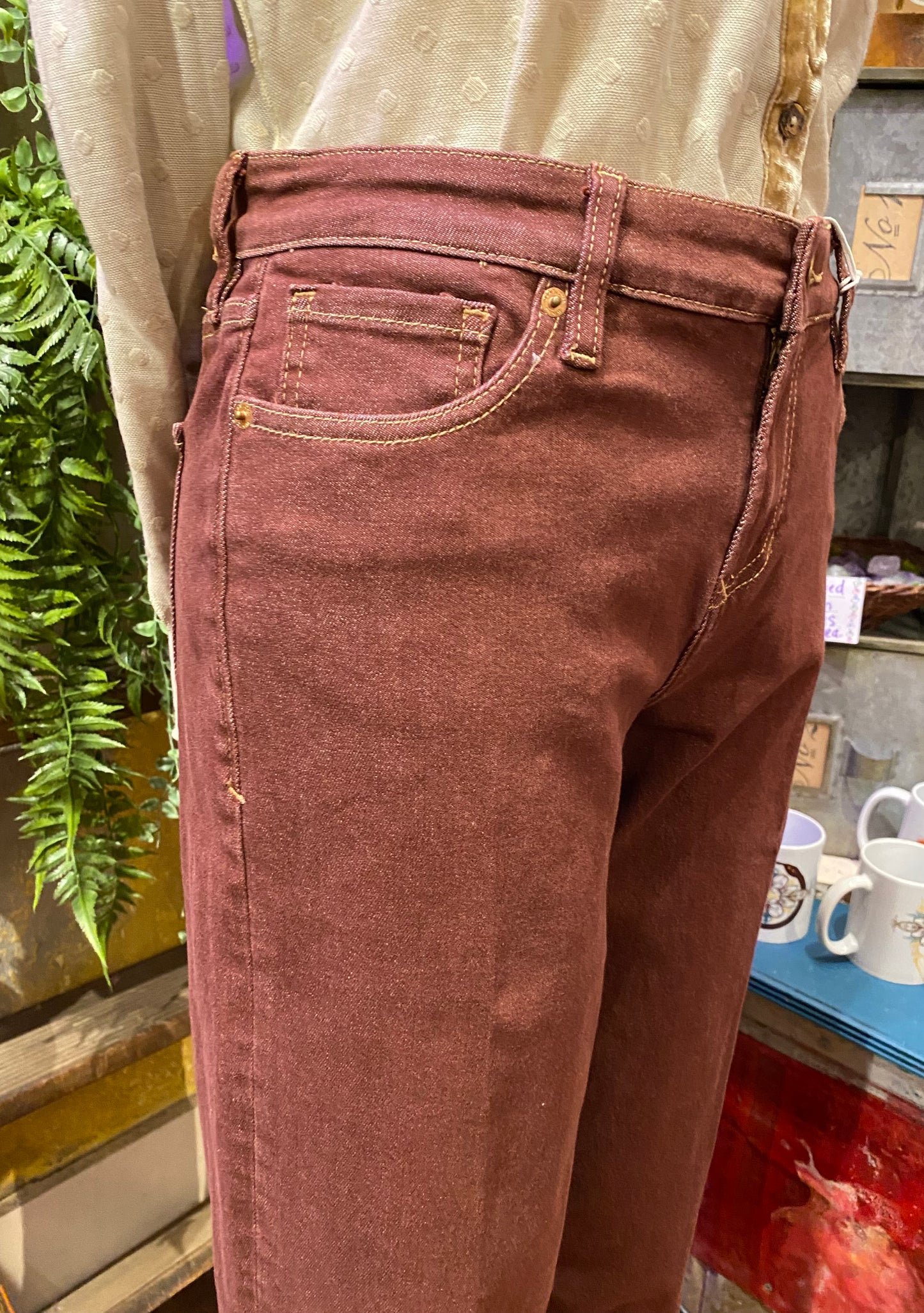 Taylor Straight Leg Denim Jean - Cabernet Cherry