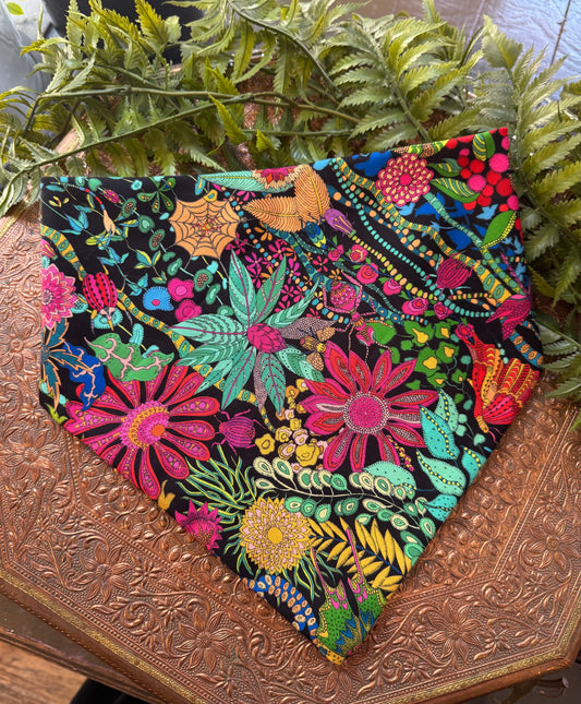 Colorful Florals / Black Bandana #SS7*