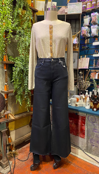 Fiona Wide Leg Jean - Denim Paint