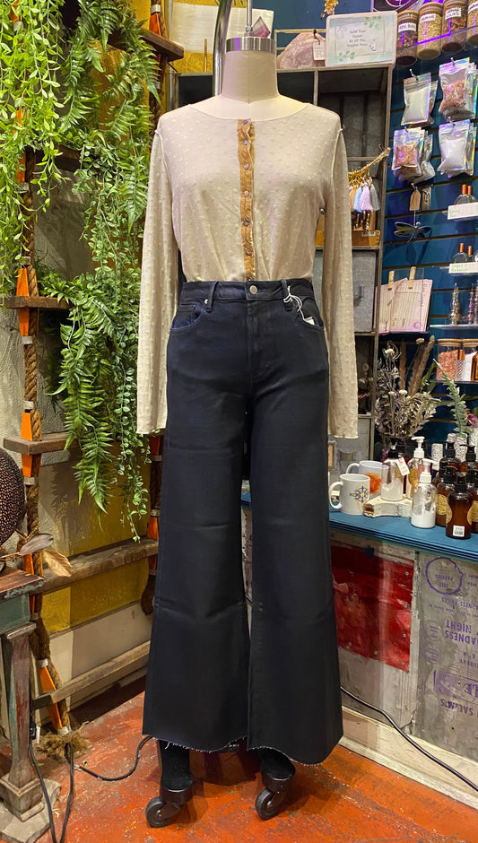 Fiona Wide Leg Jean - Denim Paint