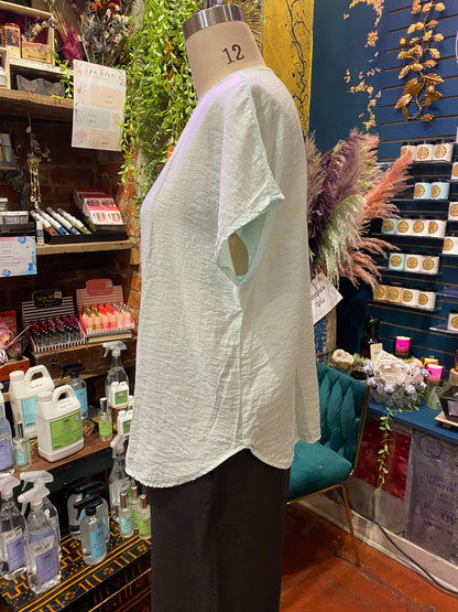 V-Neck Popover Parachute Top - Fountain