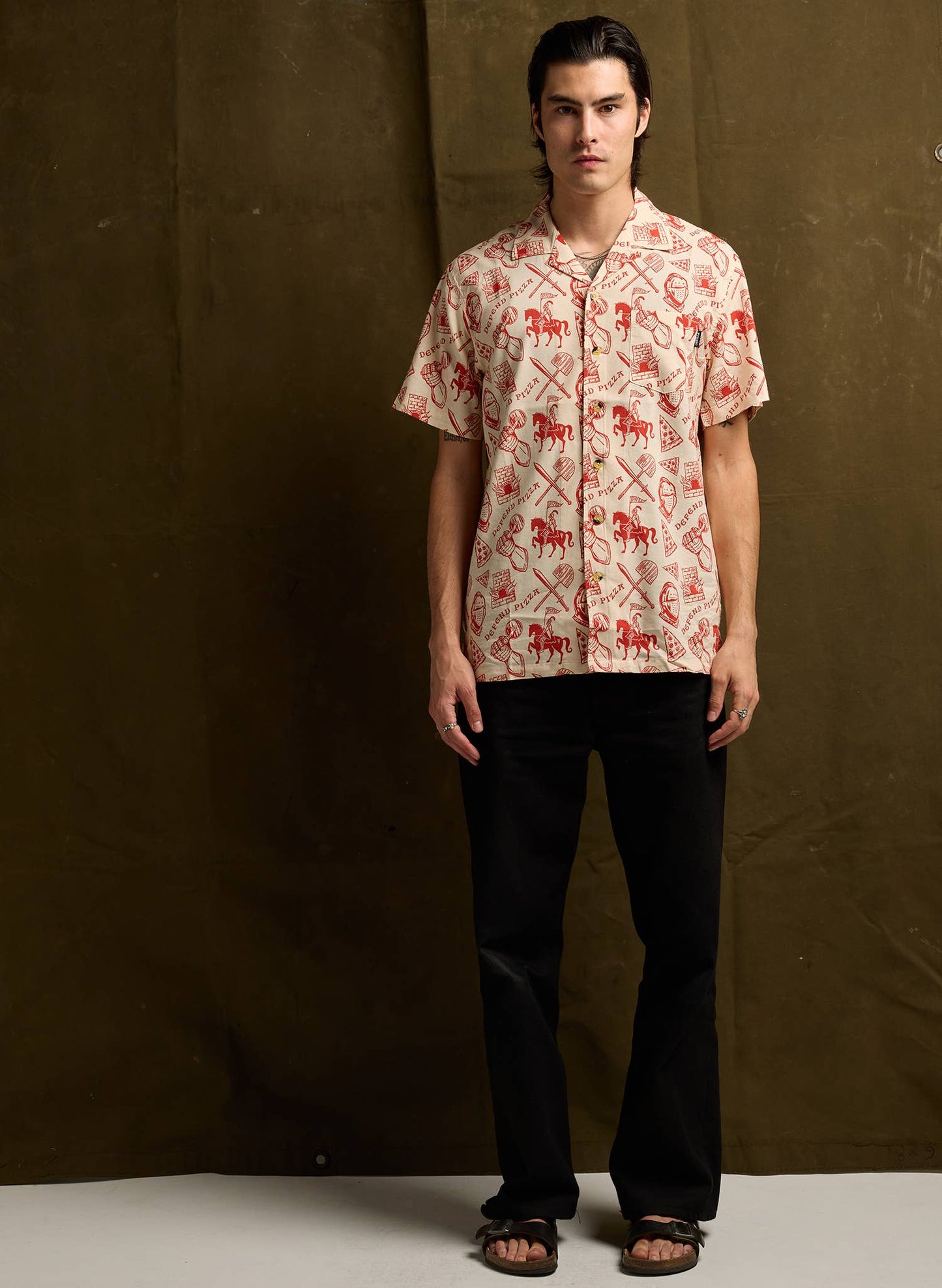 Defend Pizza Button Up