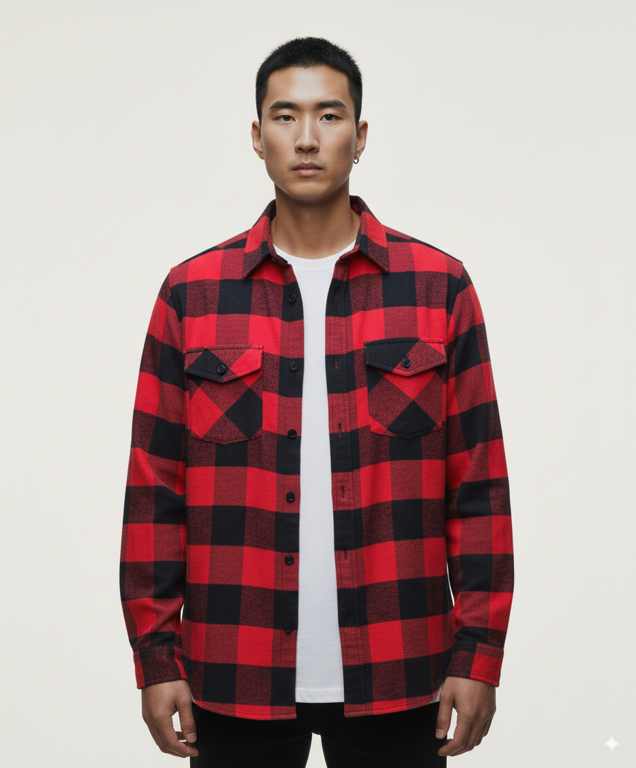 Men's Flannel Buffalo Plaid Shirt - Red