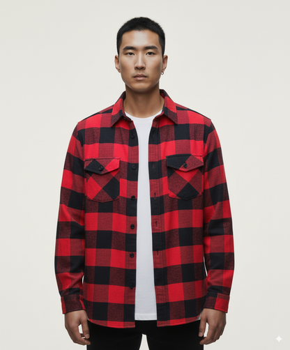 Men's Flannel Buffalo Plaid Shirt - Red