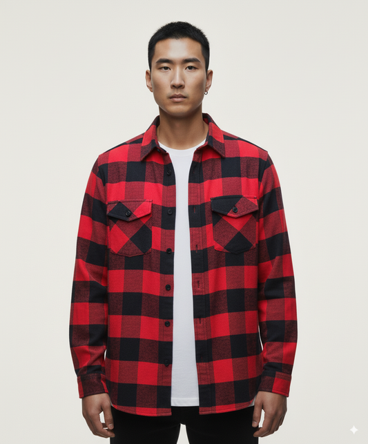 Men's Flannel Buffalo Plaid Shirt - Red