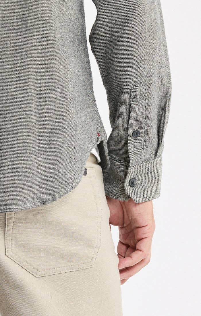 Manor Brushed Twill Flannel Shirt - Charcoal