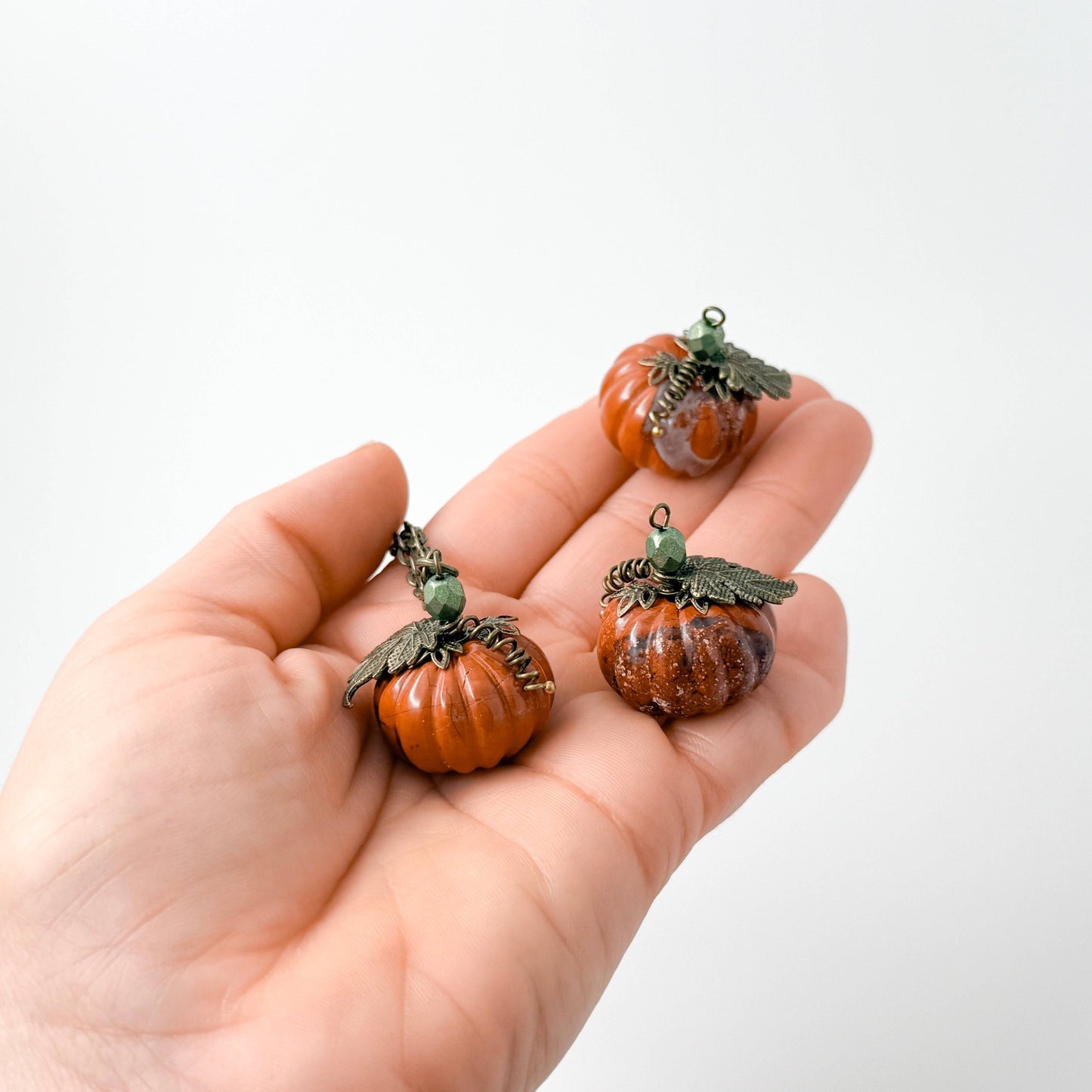 Stone Pumpkin Pendant - Orange Natural Stone