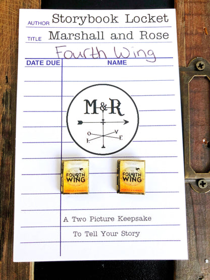 Post Earrings Book Locket Fourth Wing