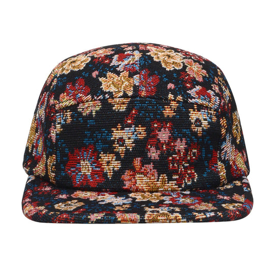Floral 5 Panel Hat - Black