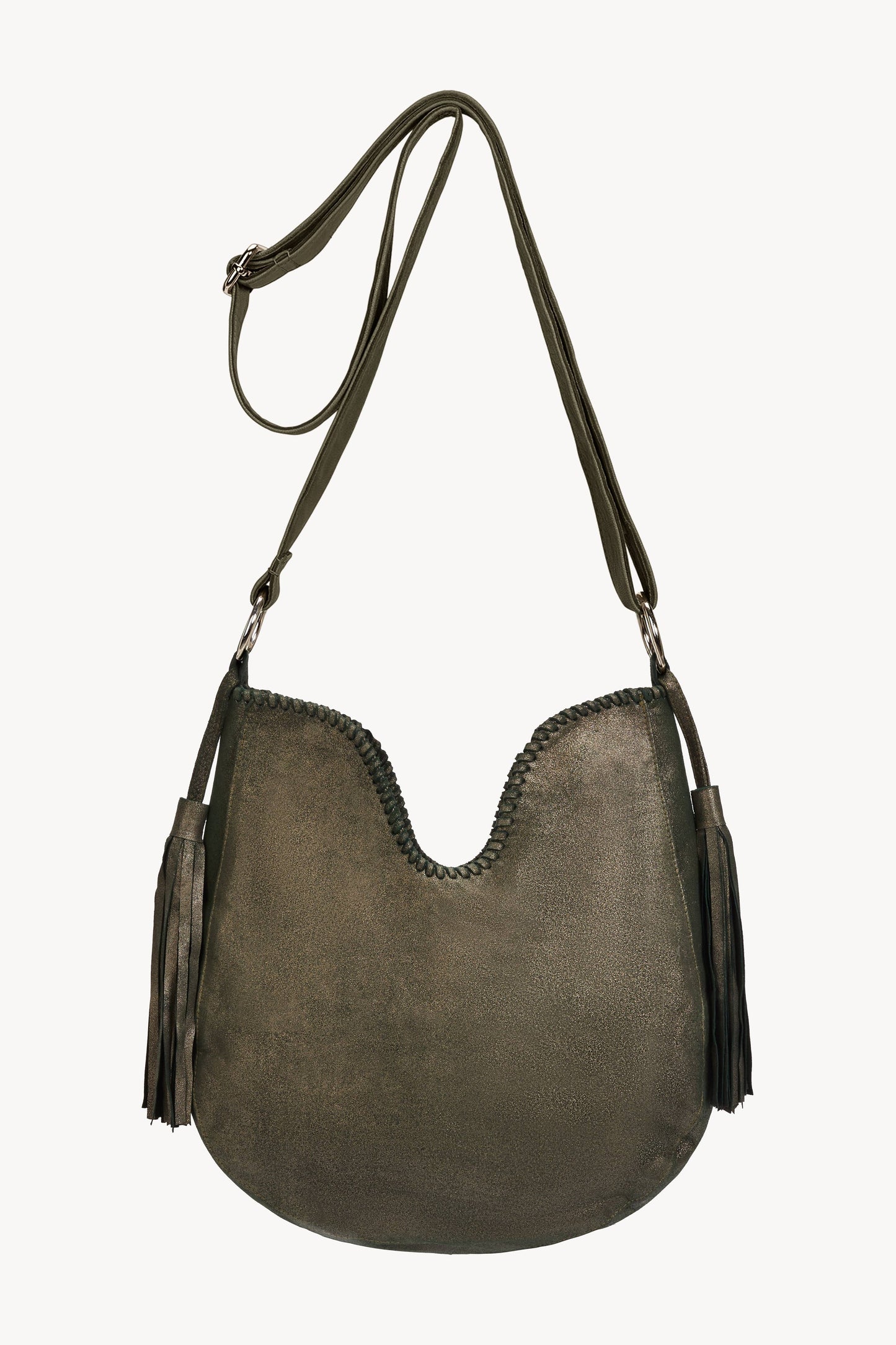 Luna Napa Leather Embroidery Bag - Metallic Olive